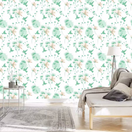 Tapet - Maskros Fåglar och Blommor