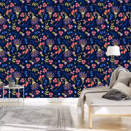 Tapet - Vildblommor i Boho-stil