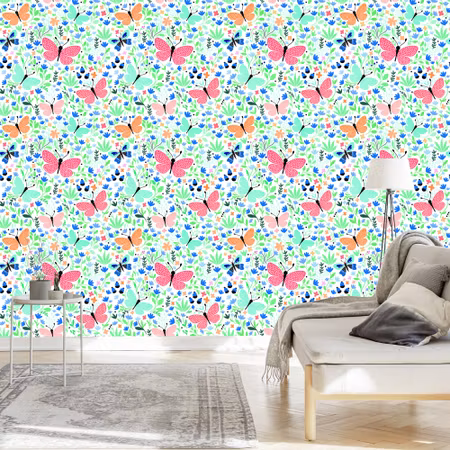 Tapet - För Barn Fjärilar och Blommor