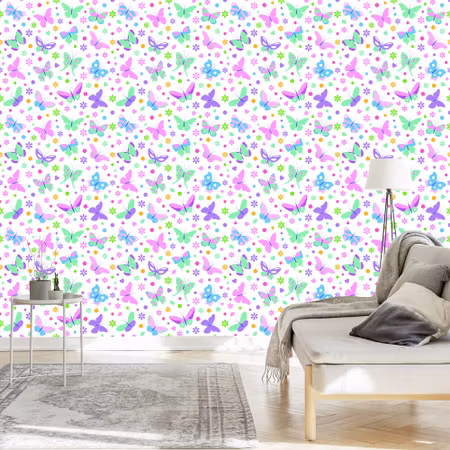Tapet - För Barn Färgglada Fjärilar Polka Dots