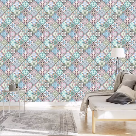 Tapet - Färgglad Abstrakt Mosaik