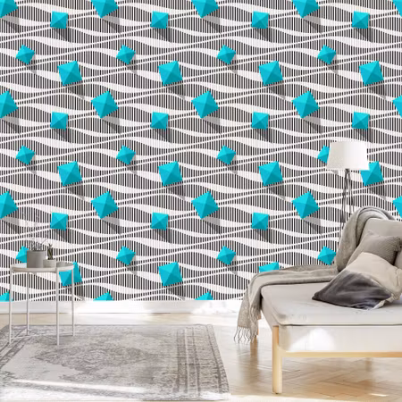 Tapet - Pyramider på Svart Vit Bakgrund 3D Effekt