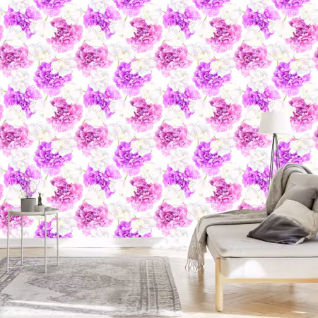 Tapet - Rosa Pioner och Vita Tulpaner