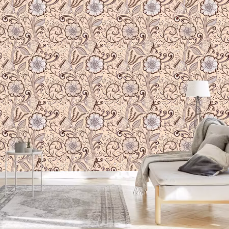 Tapet - Vackra Blommor i Retro Stil