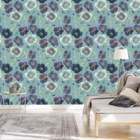 Tapet - Vackra Blommor i Vintage Stil