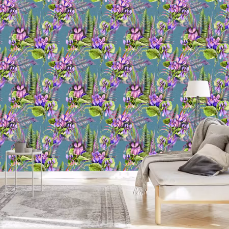 Tapet - Blommor Blad