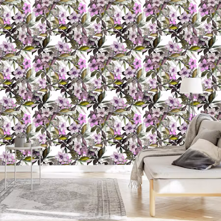 Tapet - Akvarell Blommor