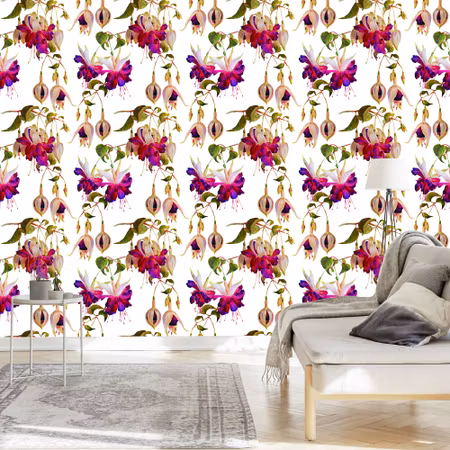 Tapet - Blommor Fuchsia Natur Natur för Vardagsrum