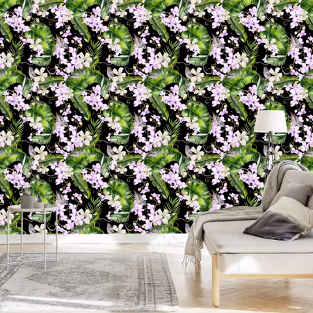 Tapet - För Vardagsrum Orkider Natur Blommor