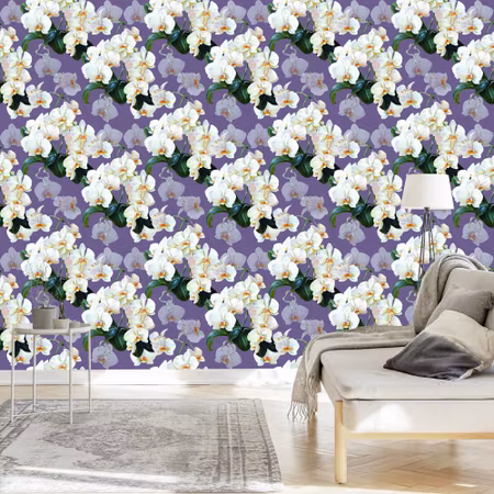 Tapet - För Salongen Orkider Blommor Natur Växter