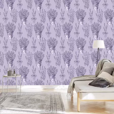 Tapet - Lavendel i Retro Stil