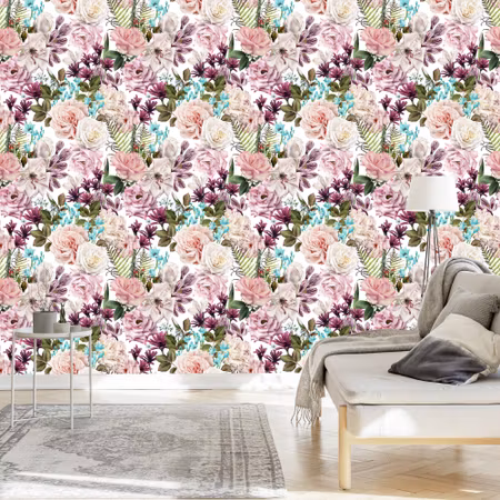 Tapet - Blommor i Olika Färger