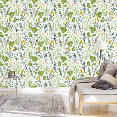 Tapet - Fält Örter med Blommor