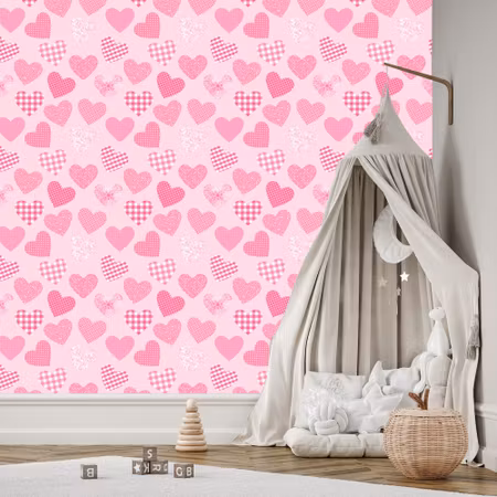 Tapet - För Barn Rosa Hjärtan