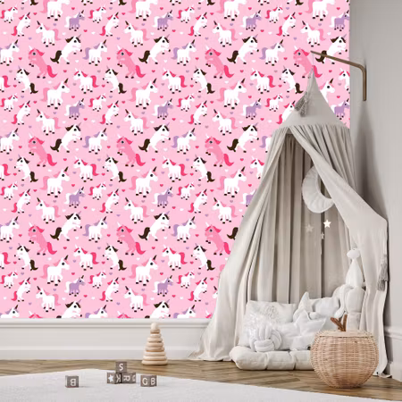Tapet - För Flickrum Unicorns Hearts