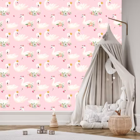 Tapet - Saga Barns Svan Blommor Natur