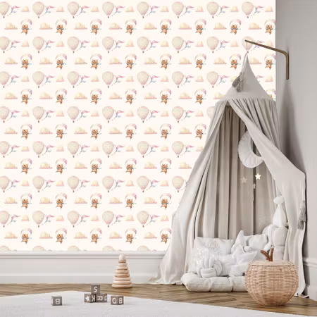 Tapet - Ballonger i Molnen Teddy Bears Barnrum