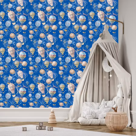 Tapet - Ballonger med En Blå Bakgrund