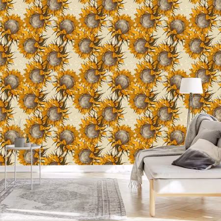 Tapet - Solrosblommor i Vintagestil