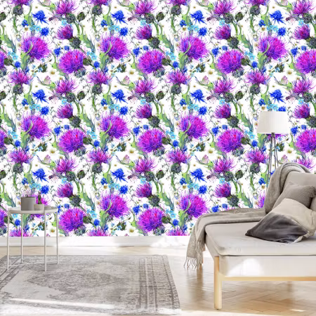Tapet - För Matsal Blommor Växter Löv Trollslända