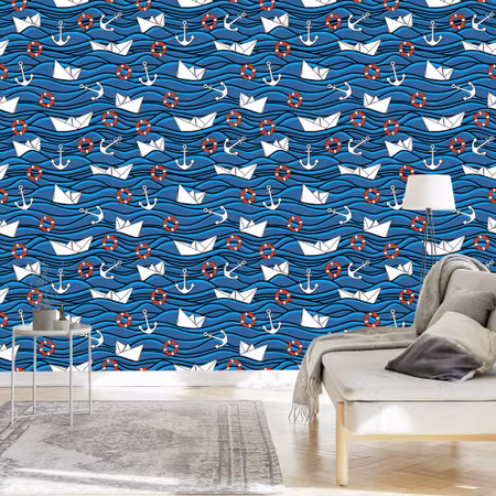 Tapet - Pappersbåtar i Havet
