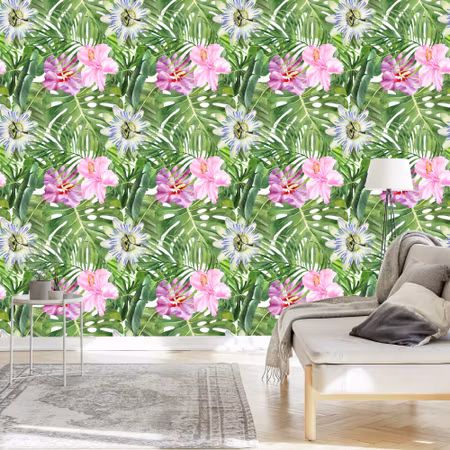 Tapet - Flerfärgade Blommor