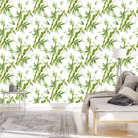 Tapet - Bambu Grenar med Blad