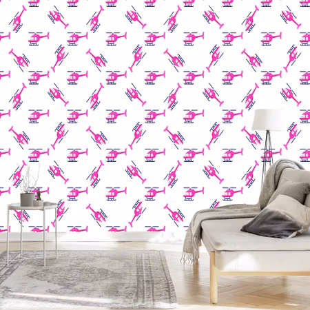Tapet - Rosa Helikoptrar