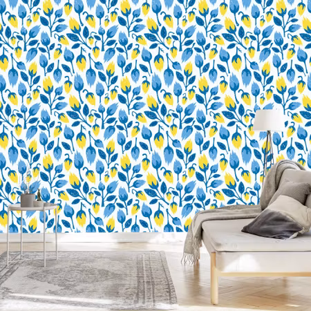 Tapet - Fashionabla Blommor i Retrostil