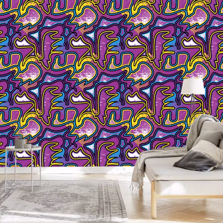 Tapet - Violett Graffiti