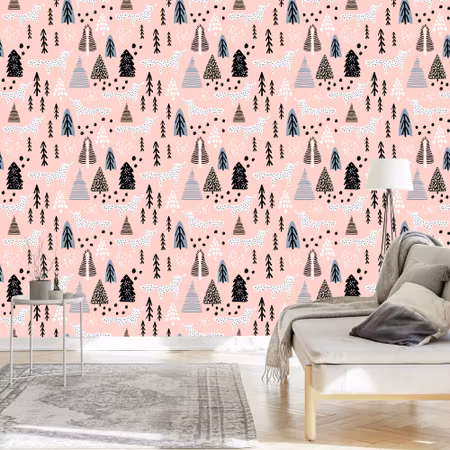 Tapet - Minimalistiska Rävar i Skogen