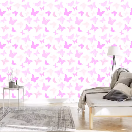 Tapet - För Barn Rosa Fjärilar