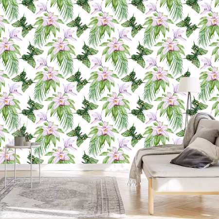 Tapet - För Sovrumsfjärilar Blommor Växter