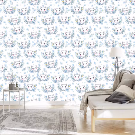 Tapet - För Barn Små Kattungar och Blommor