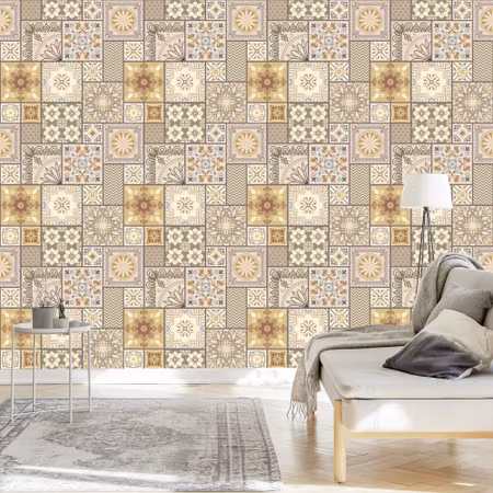 Tapet - Abstrakt Mosaik i Form av Patchwork