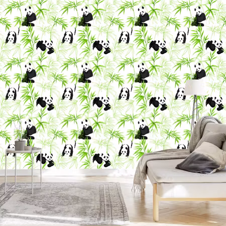 Tapet - Pandas och Växter