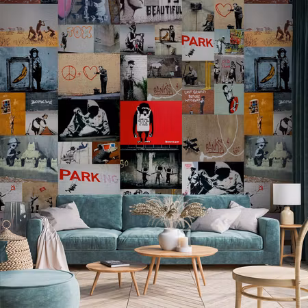 Tapet - Banksy - a collage
