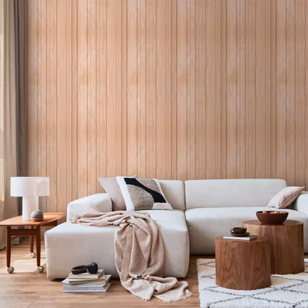 Tapet - Light wood - vertical panels in a warm
