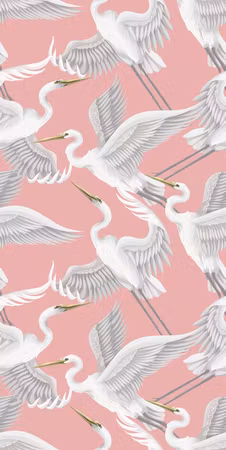Tapet - Pastel birds a delicate pattern of white