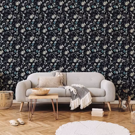 Tapet - Fragrant flowers and herbs - blue