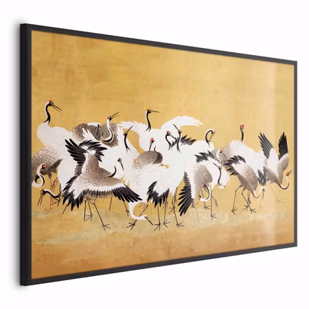 Poster med ram - Japanese cranes