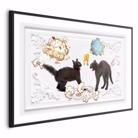 Poster med ram - Cat fight