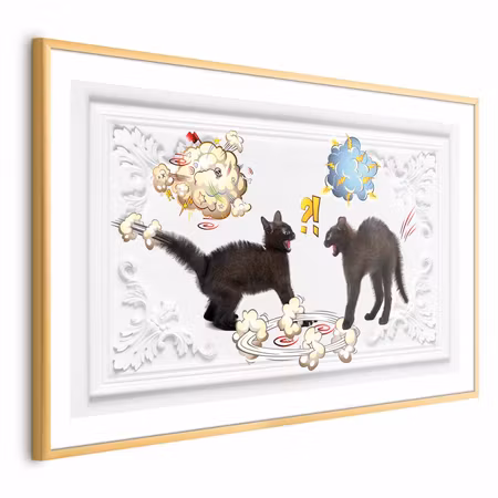 Poster med ram - Cat fight