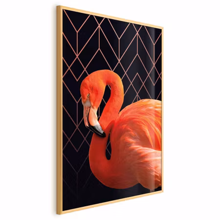 Poster med ram - Flamingo solo