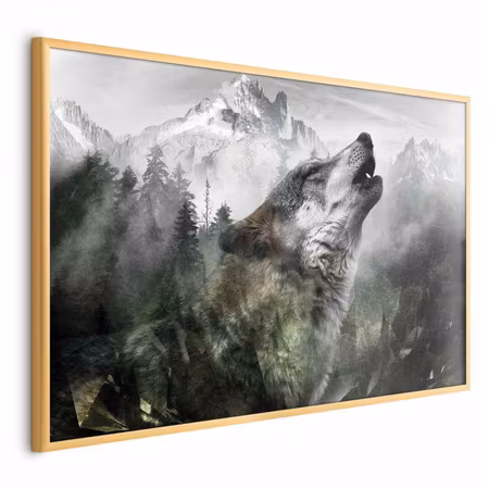 Poster med ram - Howling wolf