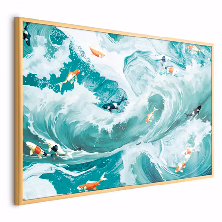 Poster med ram - Fish and waves