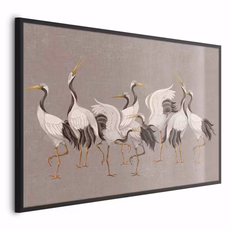 Poster med ram - Crane dance