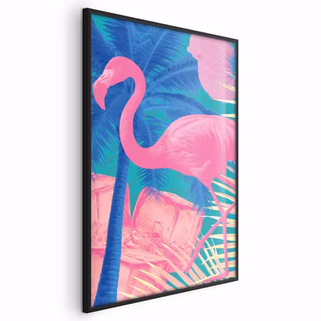 Poster med ram - Pink flamingo
