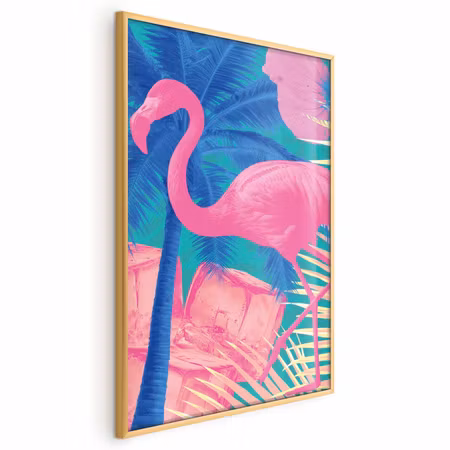 Poster med ram - Pink flamingo