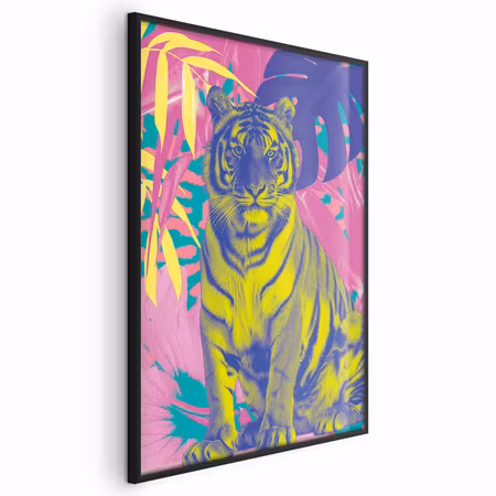 Poster med ram - Colorful tigertense colors